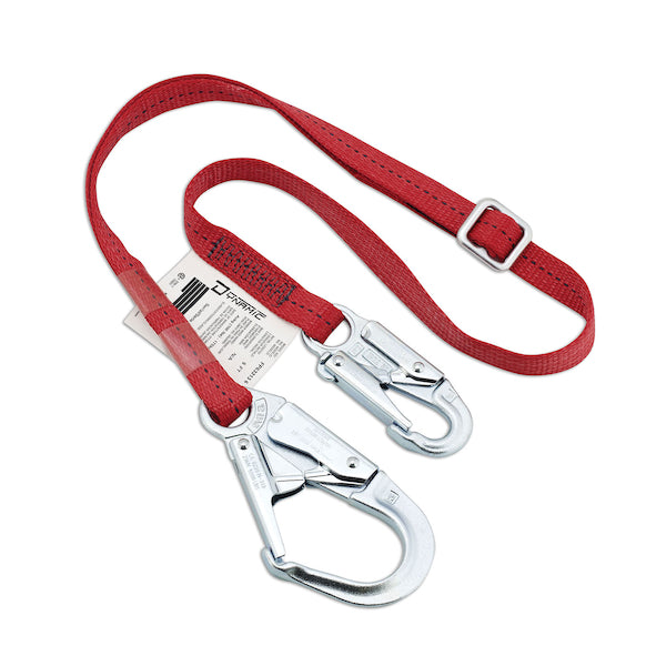 Adjustable Lanyard with Snap Hook and Rebar Hook - 1"