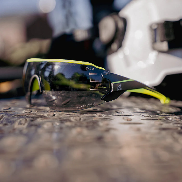 TAVEN-BLACK FRAME WITH HI-=VIS YELLOW TPR/VAPOR SHIELD SMOKE LENSES
