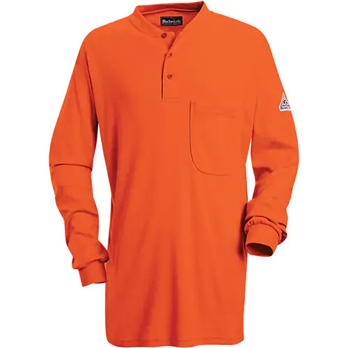 Bulwark  Flame-Resistant Long Sleeve Tagless Henley Shirts, Orange