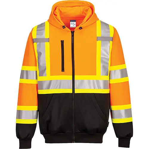 IFR Workwear  Contrast-Striped Safety Hoodie, Black/High Visibility Orange